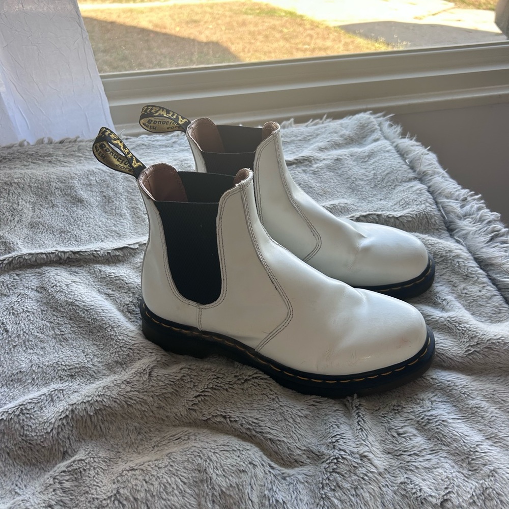 Dr. Martens White and Black Chelsea Boots
